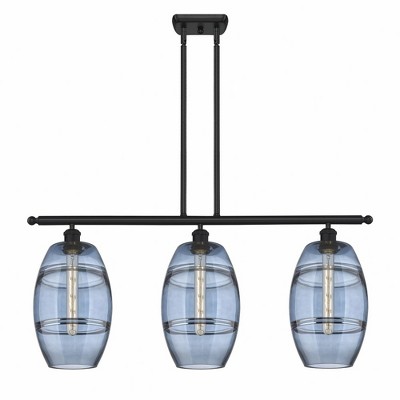 Vaz - 3 Light Stem Hung Island In Industrial Style-10.38 Inches Tall and 36 Inches Wide