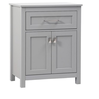 Gray MDF Bathroom Storage Cabinet with Brushed Nickel Hardware