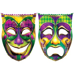 Beistle Jumbo Foil Comedy & Tragedy Face Cutouts, 24.75" x 18.25", (2/Pkg) Multicolored - 1 of 4