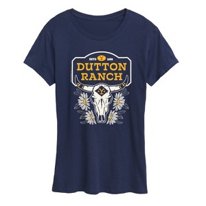 Women's - Yellowstone - Dutton Ranch Steer Skull with Flowers Short Sleeve Graphic T-Shirt - 1 of 4