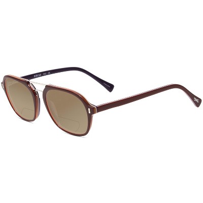 Scott&Zelda SZ7442 Unisex Polarize Bi-Focal Sunglass Navy Blue Silver Brown 52mm Blue Mirror +1.00