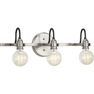 Progress Lighting Axle 3-Light Brushed Nickel Vintage Bath Vanity Light