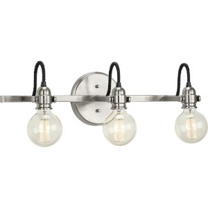 Progress Lighting Axle 3-Light Brushed Nickel Vintage Bath Vanity Light - 1 of 3