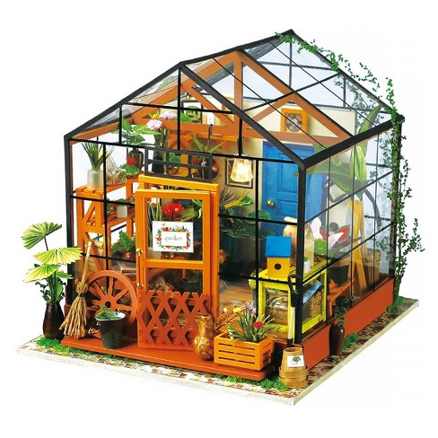 3D Wooden Miniature Puzzle Mini Village A5 Train Station Home Decor DIY Kits Gif 