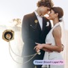 Unique Bargains Cloth Flower Lapel Pin with Gold Badge Tassel Chain for Men Wedding 1.57 inch 2 Pcs - 4 of 4