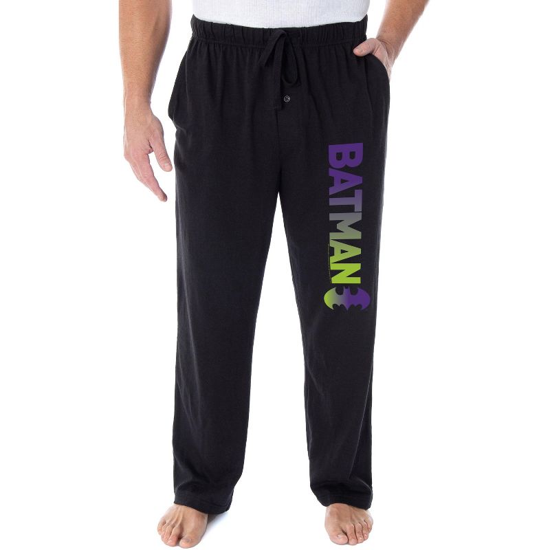 DC Comics Men's Batman Pajama Pants Ombre Script Logo Loungewear Sleep Pants Black, 1 of 4