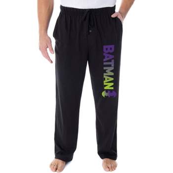 DC Comics Men's Batman Pajama Pants Ombre Script Logo Loungewear Sleep Pants Black