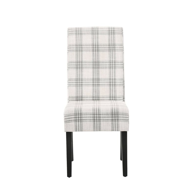 2pk Pertica Contemporary Upholstered Plaid Dining Chairs Gray/Light Beige/Espresso - Christopher Knight Home, 4 of 13
