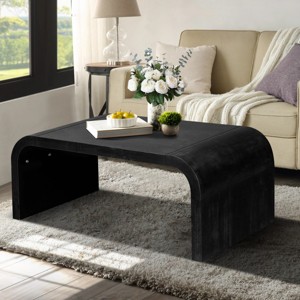 Coolbibila Farmhouse Vintage Crafts Coffee Table,Leisure Coffee Table With MDF Tabletop,Curved Art Deco Design Solid Wood Coffee Table - 1 of 4