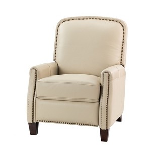Deborah Modern Wooden Upholstery Modern Genuine Leather Recliner with Nailhead Trim for Living Room and Bedroom| ART OF LIVING DESIGNS - 1 of 4