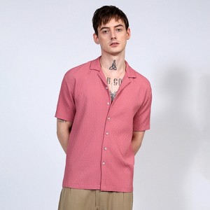 Campus Sutra Men Men's Flamingo Pink Oversized Interwine Shirt - 1 of 4