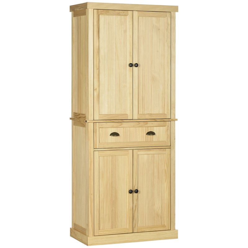 HOMCOM 72" Pinewood Large Kitchen Pantry Storage Cabinet, Freestanding Cabinets with Doors and Shelf Adjustment, Dining Room Furniture, 1 of 7