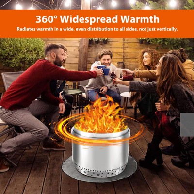 16.5 Inch Stainless Steel Smokeless Outdoor Fire Pit, Burning Wood, Particles,Coal, Perfect for Bonfire, Camping, Picnic, Family Gatherings