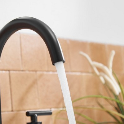 Matte Black Widespread Double Handle Bathroom Faucet with Pop-Up Drain