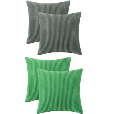 Unique Bargains Modern Solid Striped Corduroy Pillow Covers 4 Pcs
