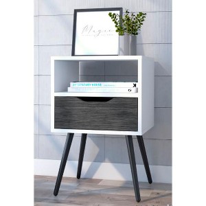 NicBex 1 Drawer Nightstand with Handle Free Design,Bedside Table with Open Shelf,Modern Side Table for Bedroom - 1 of 4