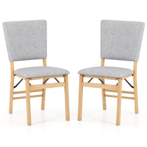 Tangkula Foldable Dining Chair Set of 2 w/Padded Seat & Tilt Backrest Rubber Wood Legs - 1 of 4