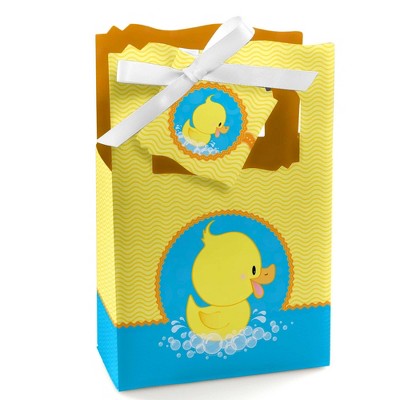 Big Dot of Happiness Ducky Duck - Baby Shower or Birthday Party Favor Boxes - Set of 12