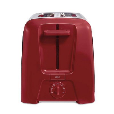 Red Stainless Steel 2-Slice Toaster with Wide Slots