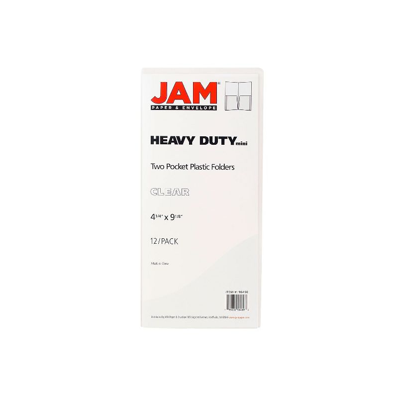 JAM Paper Heavy Duty Plastic Two-Pocket Mini Folders 4 1/4 x 9 1/8 Clear 96450D, 3 of 4