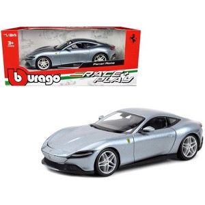 Ferrari Roma Gray Metallic "Race + Play" Series 1/24 Diecast Model Car by Bburago - 1 of 4