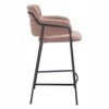 Shearling Fabric Counter Stool 37" H, Brown with Black Powder Coated Steel Frame by Zuo Modern (Set of 2) - 3 of 4