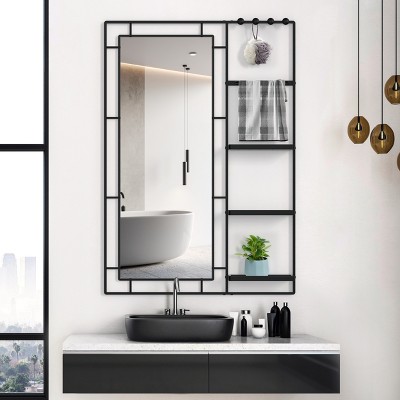 Vynxaria 30" x 44" Modern Vanity Mirror with Multi-Functional Shelf: Stylish & Versatile