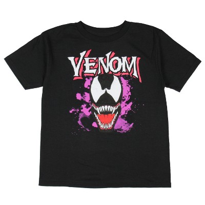 Seven Times Six Marvel Boys' Venom Fangs Of Fury Vicious Grin Graphic Print T-Shirt Black
