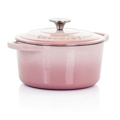 Chefs Atelier Enamel Steel Pot with Lid 2.9 qt. Pink Enamelware