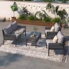 4 Piece Boho Rope Patio Sofa Set,Outdoor Patio Furniture Conversation Set with Coffee Table and Cushions,Rope Outdoor Garden Sofa Set-Coolbibila - 2 of 4