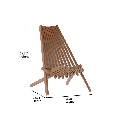 Brown Acacia Wood Armless Folding Lounge Chair for Indoor/Outdoor