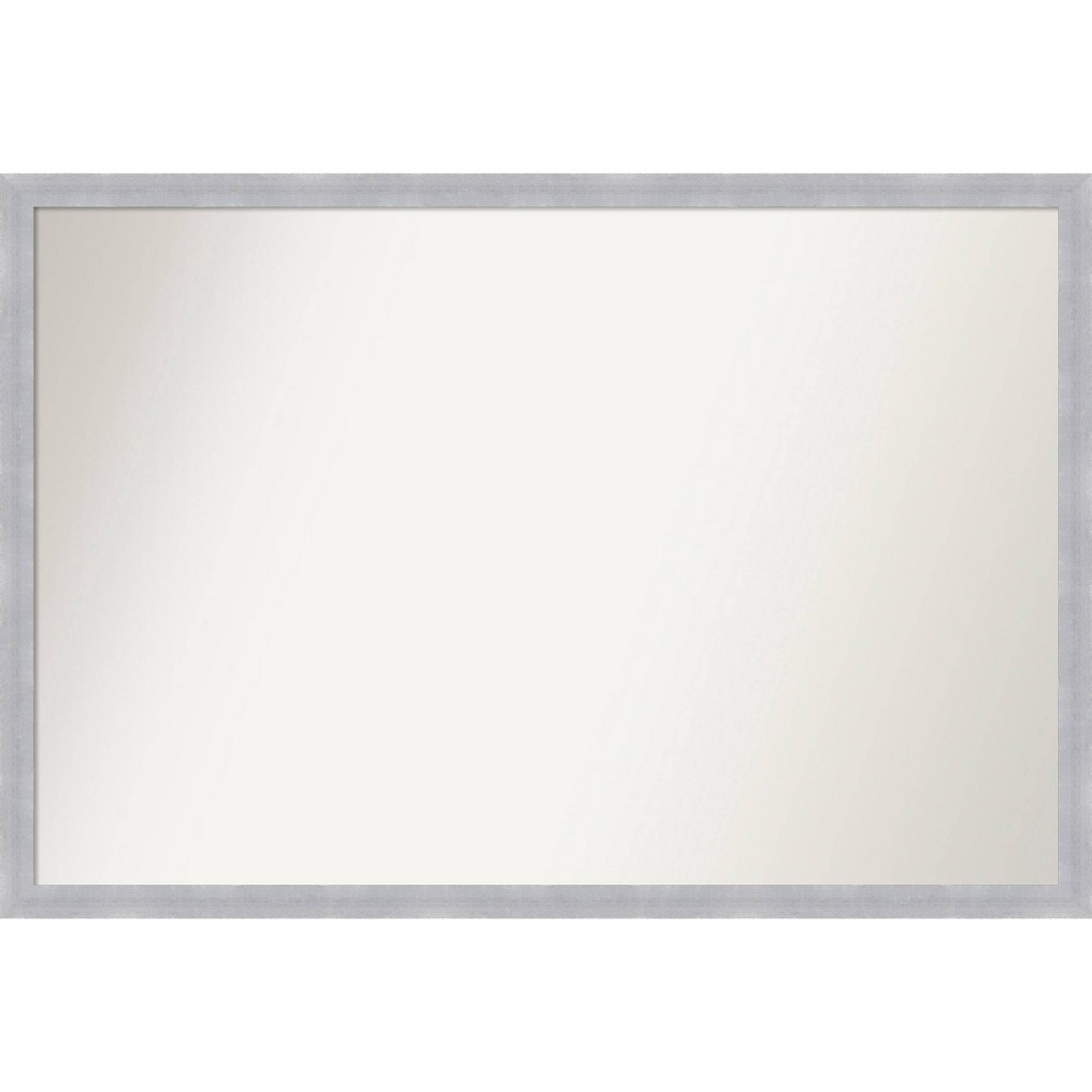 Photos - Wall Mirror 38" x 26" Non-Beveled Grace Brushed Nickel Narrow  - Amanti Art: Modern Style, Polystyrene Frame, Includes Mount