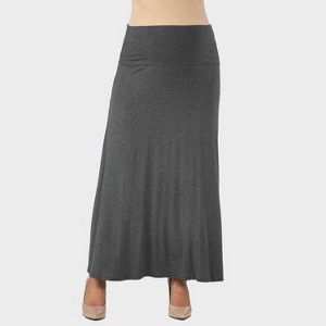 24seven Comfort Aapparel Maternity Solid Color Elastic Waist Maxi Skirt - 1 of 4