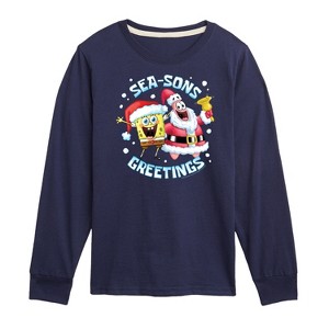 Boys' - SpongeBob SquarePants - Seasons Greetings Long Sleeve Graphic T-Shirt - 1 of 4