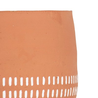 Handcrafted White Ticking Stripe Terracotta Pot Planter