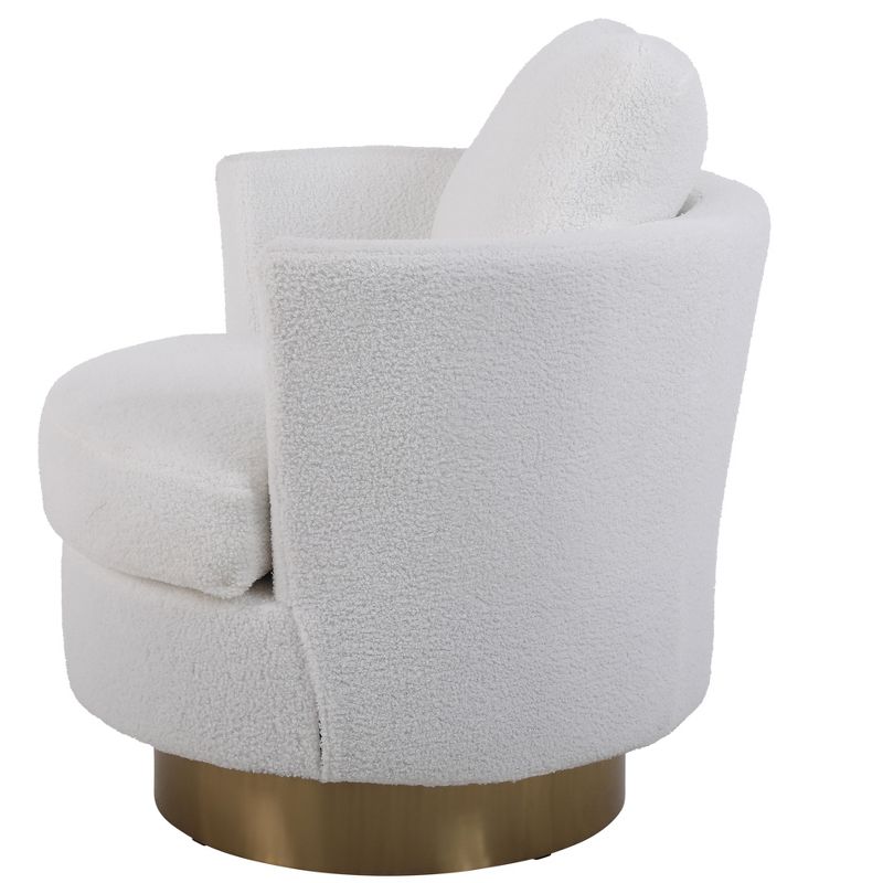 Teddy Fabric Swivel Bucket Chair, Living Room Armchair with Gold Metal Base - ModernLuxe, 5 of 10