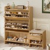 47.2"W Storage Shoe Cabinet, Rattan Storage Organizer with Drawers, and Bench For Entryway, Light Brown -ModernLuxe - 2 of 4