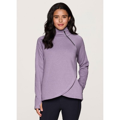 RBX Active Women's Zip Mock Neck Wrap Fleece Pullover Sweatshirt With Pockets