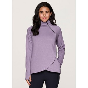 RBX Active Women's Zip Mock Neck Wrap Fleece Pullover Sweatshirt With Pockets - 1 of 4