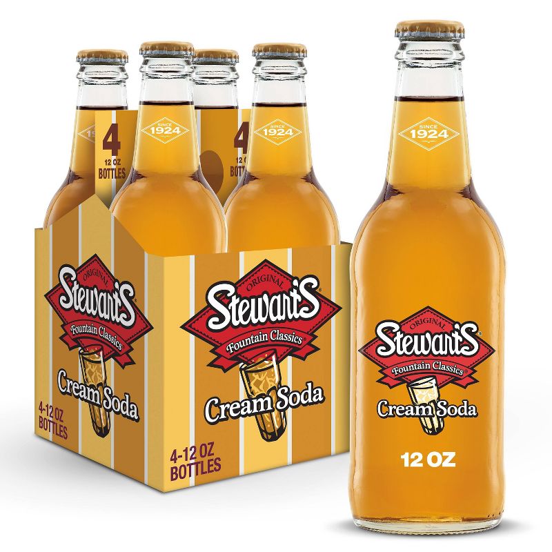 Stewart's Cream Soda Made with Sugar - 4pk/12 fl oz Glass Bottles, 1 of 7