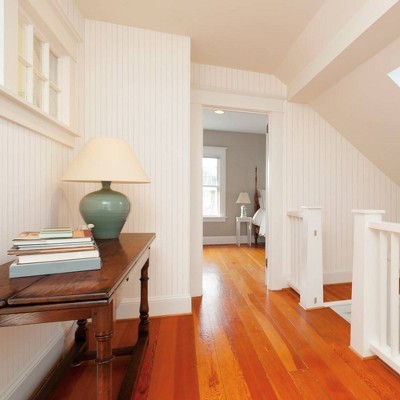 White Wood Beadboard Peel and Stick Wallpaper Roll