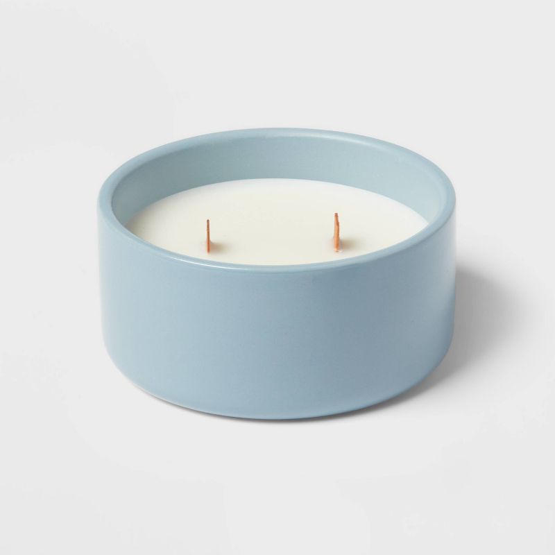 2-Wick Glossy Ceramic Salted Driftwood Wooden Wick Jar Candle Dark Blue 8oz - Threshold&#8482;, 5 of 7