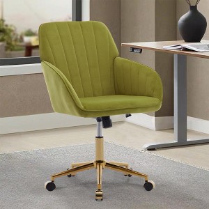 LOVMOR Adjustable Office Chair w/golden base,Modern Swivel Chair w/Wheels for Bedroom Office - 1 of 4