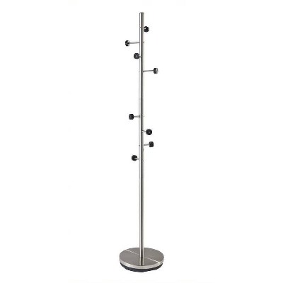 Modern Stainless Steel Coat Rack with Black Wood Disks