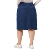 Agnes Orinda Women's Plus Size Classic Slash Pocket Elastic Waist Pencil Back Vent Denim Skirts - 4 of 4