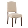 Set of 2 Iverson Nailhead Trim Brown Finish Linen Side Chairs - Inspire Q - 2 of 4