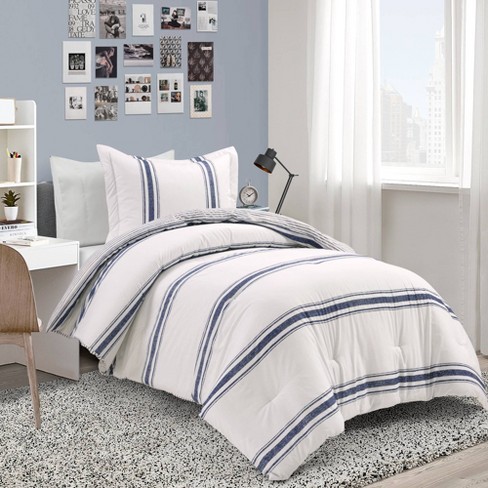 Farmhouse Stripe Cotton Reversible Comforter Set