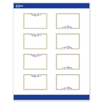 Avery Printable Rectangle Tags, Gold & Navy Border with Florals, 2" x 3", Matte White Rectangle Tags, Laser/Inkjet, 80ct, Great for Product Tags