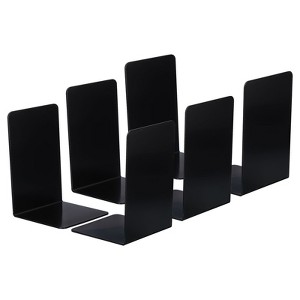 Unique Bargains Acrylic L-shaped Smooth Rounded Corner Book Ends - 1 of 4
