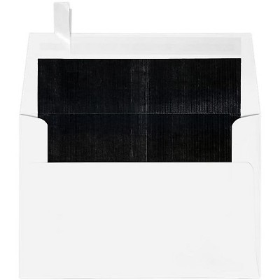 LUX A4 Foil Lined Invitation Envelopes 4 1/4x6 1/4  White w/Black Lining FLWH4872-02-50